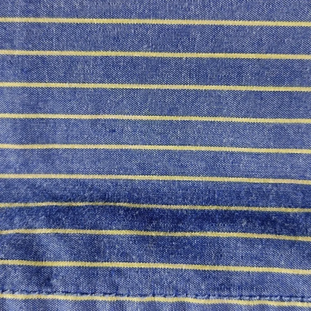 Aeropostale Men's 100% Cotton Blue With Yellow Stripes Dress Shirt Size Large - Picture 7 of 8